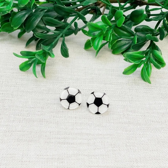 Jewelry - Soccer Ball Acrylic Stud Earrings